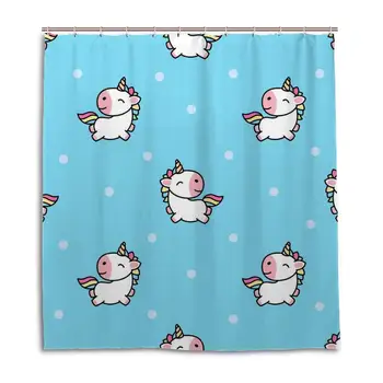

Cute Unicorn Shower Curtains Waterproof Durable Fabric Bathroom Shower Curtain Set Standard Size with Hooks 66X72inch