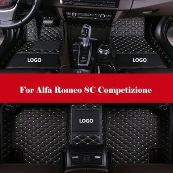 

All Weather Car-Styling Custom Luxury Leather Waterproof Floor Mats Logo Stripe Leather Carpets For Alfa Romeo 8C Competizione
