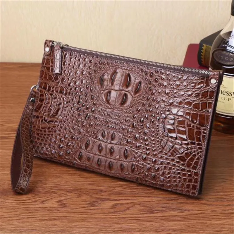 

Leather crocodile-patterned men's bag with a large capacity business men's envelope bag soft leather multi-card fashion bag