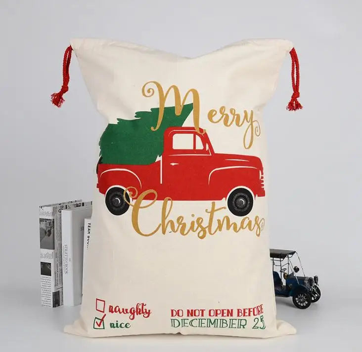Christmas Santa Sacks 200pcs/lot Large Santa Gift Bag Drawstring Xmas Cotton Bag Stripe Canvas Candy Bags Wholesale SN1981