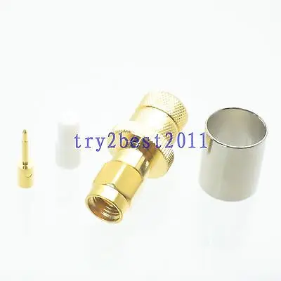 

DHL/EMS 50 Sets 1pce Connector SMA plug pin crimp RG8 RG213 LMR400 RG214 straight Gold -C1