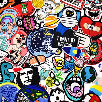 고양이 물고기 DIY 만화 배지 의류 자수 패치 아플리케 다림질 의류, 바느질 용품 의류 장식 패치