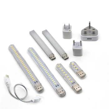 

DC 5V Mini LED Night Light Portable 10LEDs 24LEDs USB Reading Table Lamp Bendable Extension Pole US Plug Adapter Book Lights