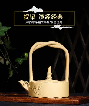 

Authentic handmade ceramic tea-pot undressed ore section of mud bamboo girder (2)