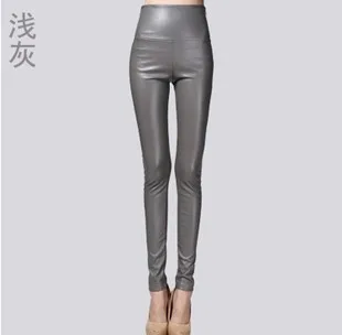 0516 весенне-осенние обтягивающие женские кожаные брюки из искусственной кожи, черные, красные, серебристые, золотистые, с высокой талией, Стрейчевые брюки из искусственной кожи, полная длина - Цвет: color 22