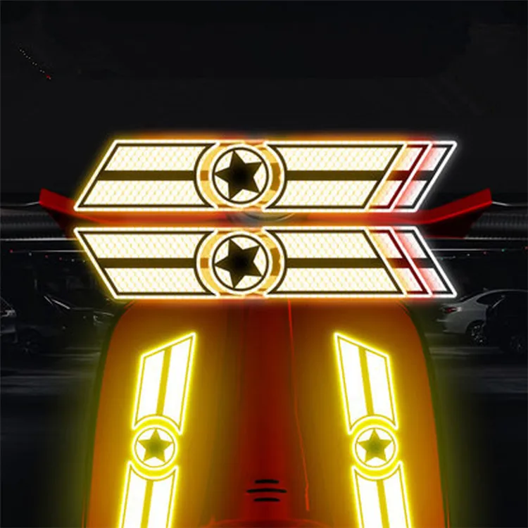 E-scooter креативные светоотражающие наклейки, пятиконечные наклейки-звезды, Предупреждение о безопасности в ночное время, светоотражающие ленты, автомобильные декорации, сделанные с 3M