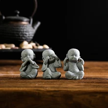 

3 Style Miniature Chinese Kungfu Little Monk Statue Tea Art Crafts Studio Decoration Decoration Home Zen Garden Resin Decoration