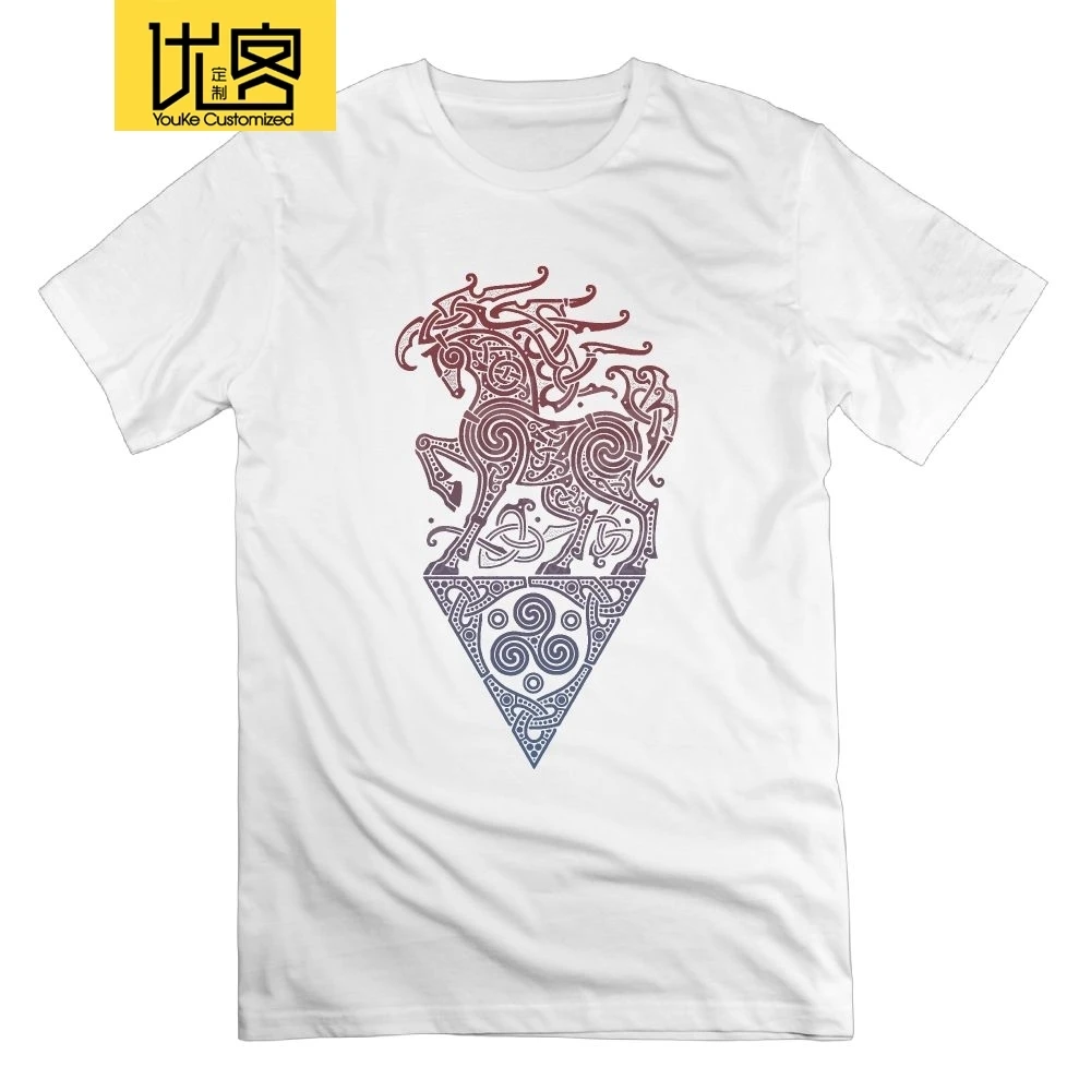 Sleipnir Vikings Valhalla Odin футболка Топы с вязаными воротниками футболки 100% хлопок белая