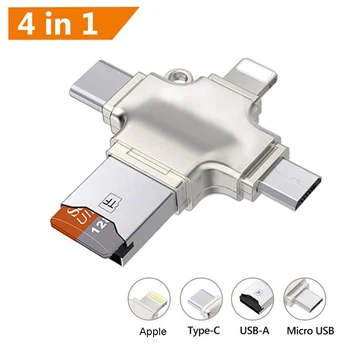 

Hot Sale 4 In 1 Multifunctional Memory Card Reader Micro-SD/TF Card Reader For Apple Android Type-C Computer USB