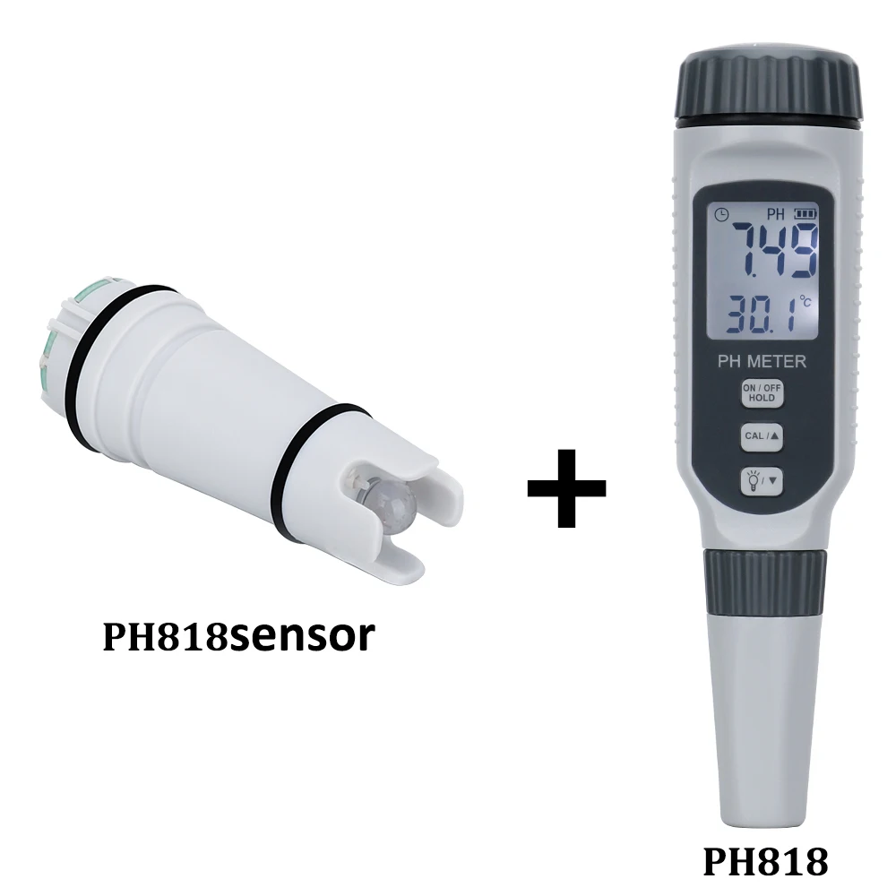 pH818 and Probe Профессиональный прибор для измерения уровня pH Ручка Тип перьевой измеритель качества и Acidometer pH кислотность метр для аквариума ацидометр Воды Измерительный PH818 - Цвет: pH818 and Probe