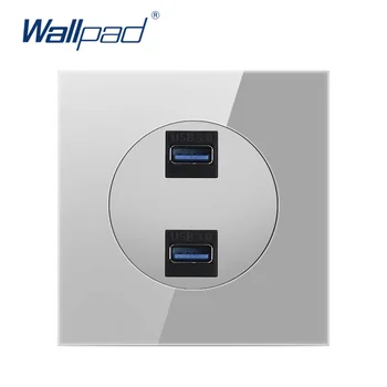 

Wallpad 2 USB 3.0 For DATA Transmission Socket Crystal Grey Glass Panel Wall Power Socket Outlet