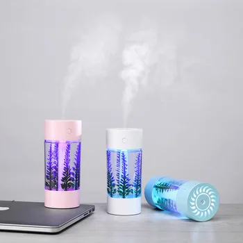 

KBAYBO 360ML lavender landscape air humidifier portable aromatic oil diffuser mini USB car atomizer with 7 color changing lights