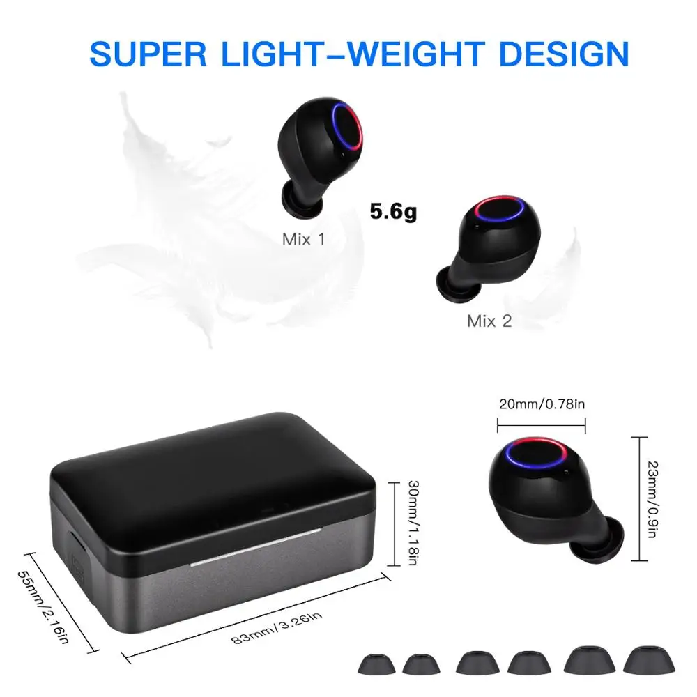 Сенсорный слог B-X01 Bluetooth V5.0 наушники 3000 мАч настоящие беспроводные стерео наушники B-X01 сенсорная bluetooth-гарнитура