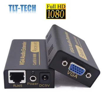 

100M 328ft VGA Extenders,VGA Video Audio Extender Transmitter + Receiver Over Single RJ45 CAT5e/6 Ethernet Cable Support 1080P