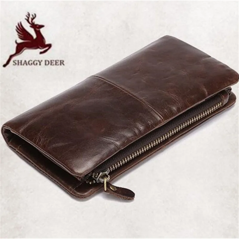 

Oil Waxed Genuine Leather Multi-card Fashion Long Wallet Quality Long Soft Business Luxury Coin Purses