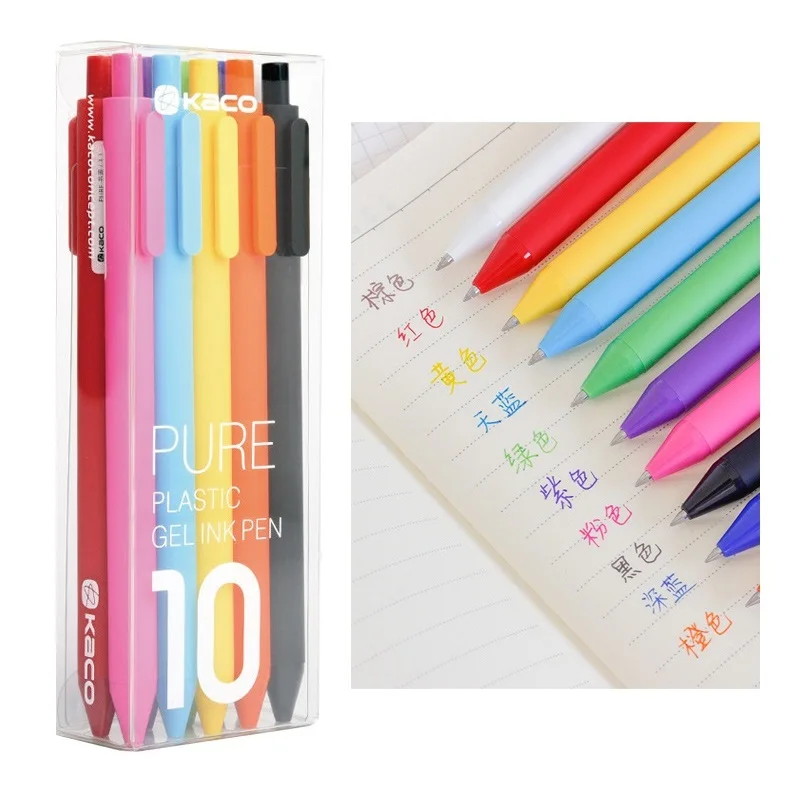 

10pcs Pure Soft Color Ink Touch Ballpoint Pen Writing Signature 0.5mm Pens Friend Gift Stationery School Student Supplies H6075