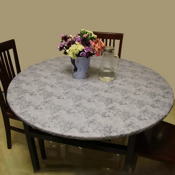 

Home Kitchen Table Cloth Round Fitted Patio PVC Waterproof Flannel Backing Elastic Edge Dustproof Anti Scratch Plastic Cover