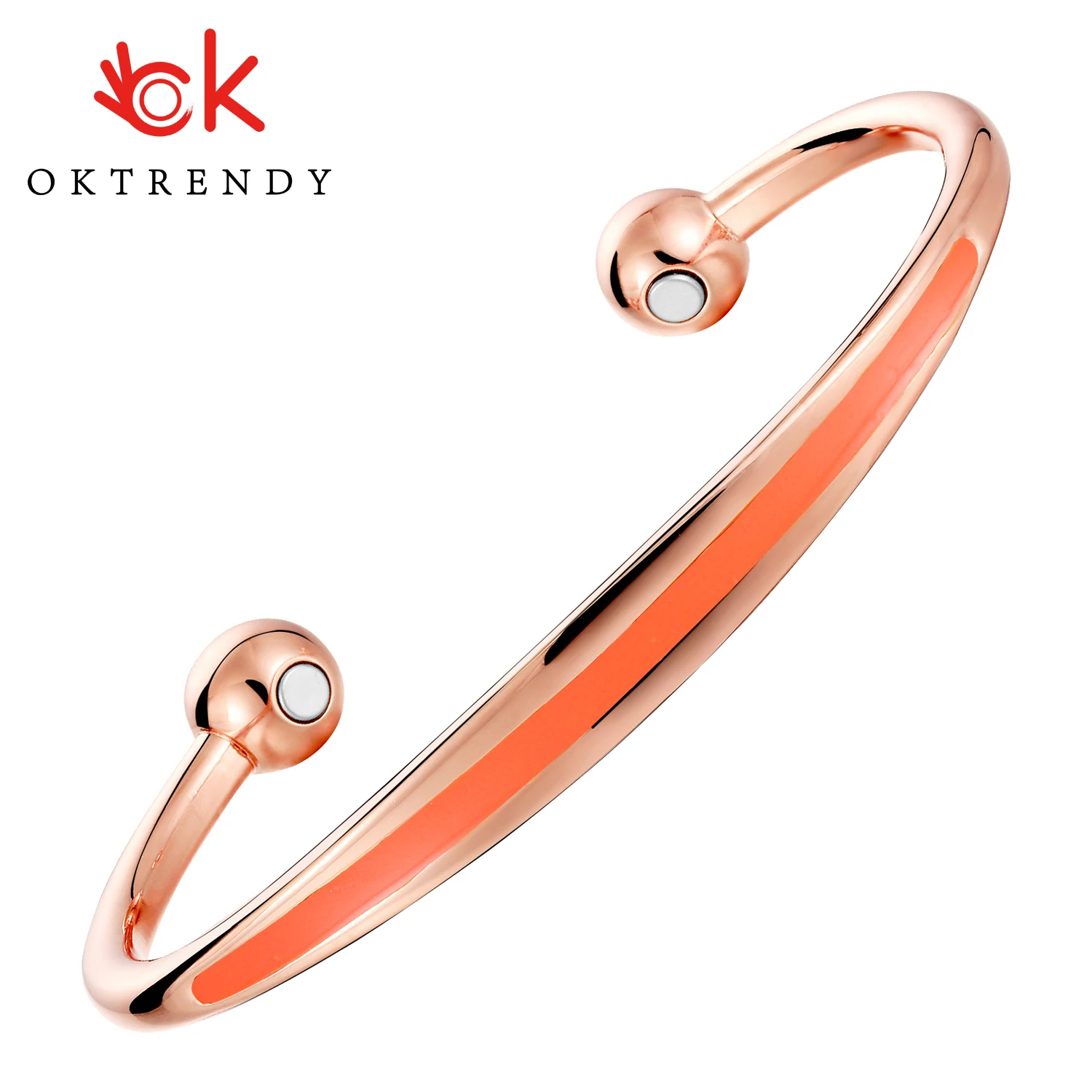 OKtrendy Bangles Jewelry Enamel Cuff Bangle For Girls Copper Magnetic Therapy Bracelet Gold Plating Opening Bangles Gift Jewelry