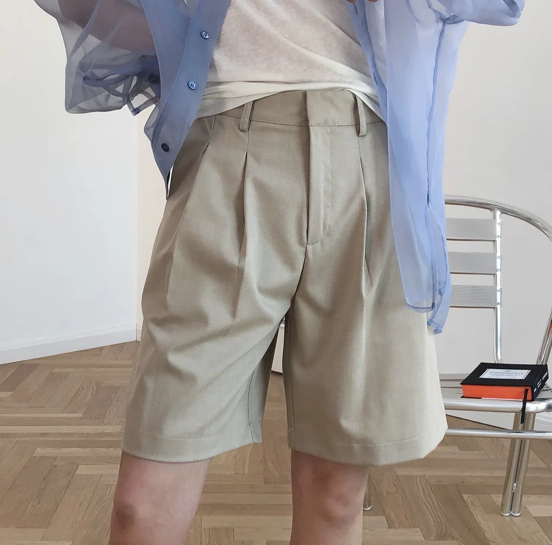 

Haute Couture Wool Suiting Bermuda Pants Female Office Lady OL Leisure Business Wear Women's Clothing Gray Knee Length Trousers