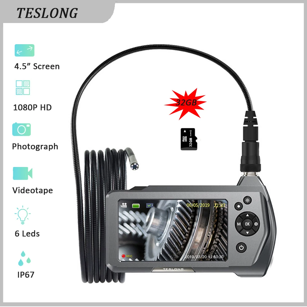 TESLONG NTS450A автомобильный эндоскоп Камера 1.0MP HD 4 5 ''Экран IP67 канализация сливная
