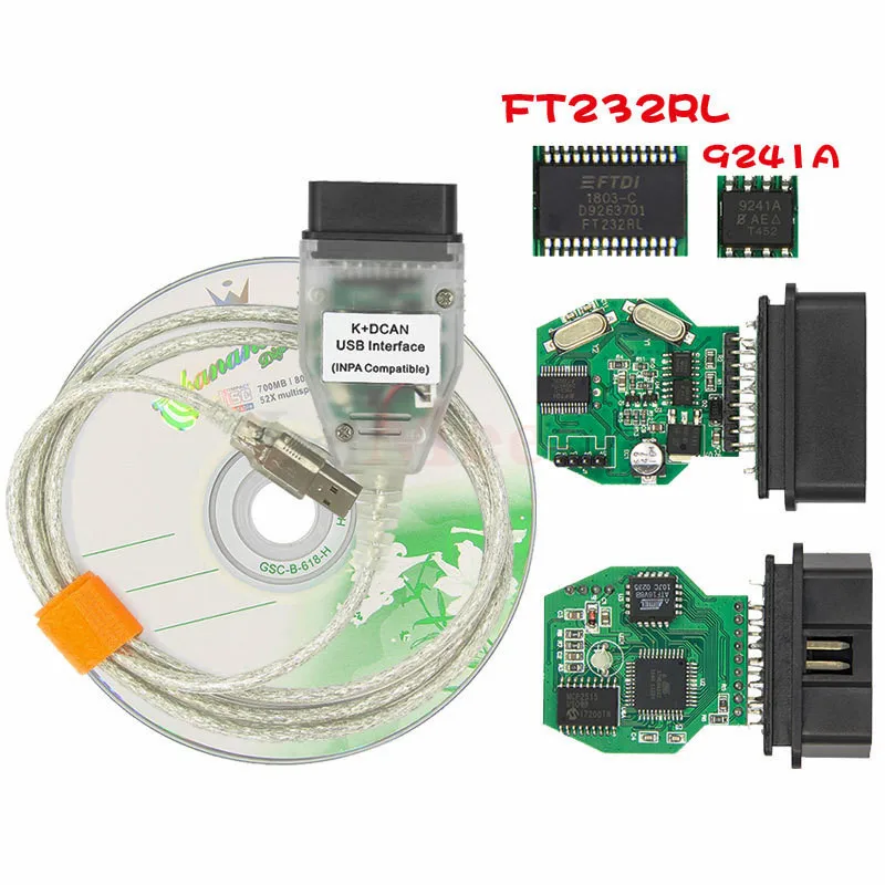For BMW Cable K CAN INPA K+CAN INPA With FT232RL Chip OBD2 Cable Diagnostic Tool INPA K DCAN USB Interface With Switch  (1)
