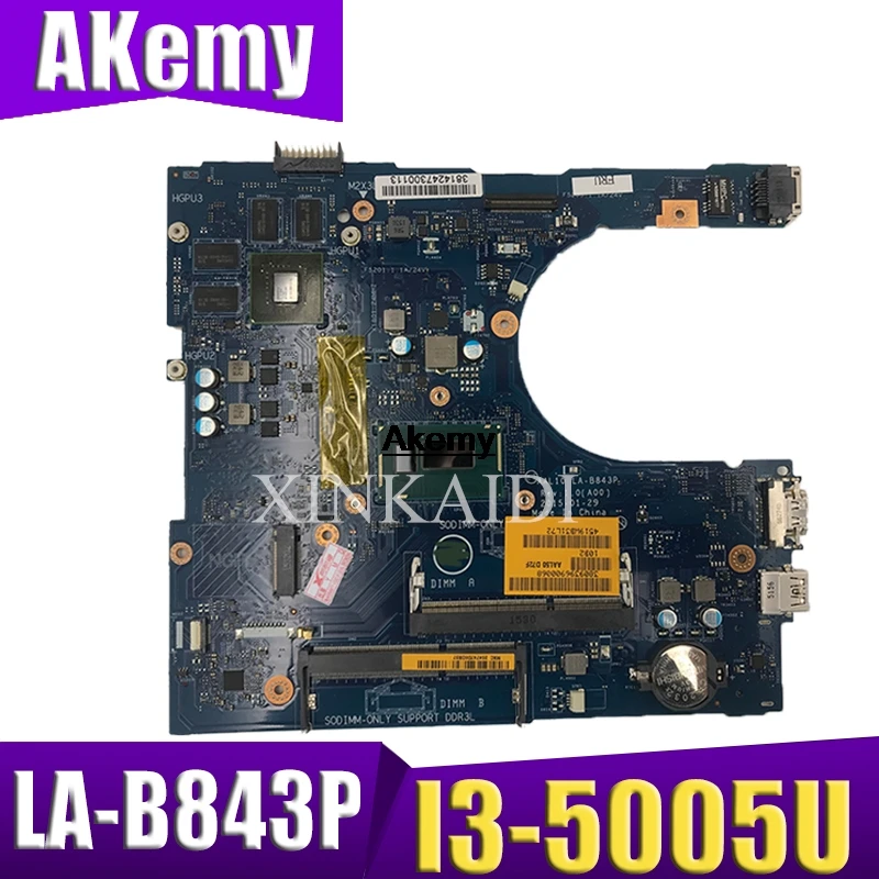 Для Dell Inspiron 15 5458 5558 5758 Материнская плата ноутбука AAL10 LA-B843P I3-5005U SR27G материнская |