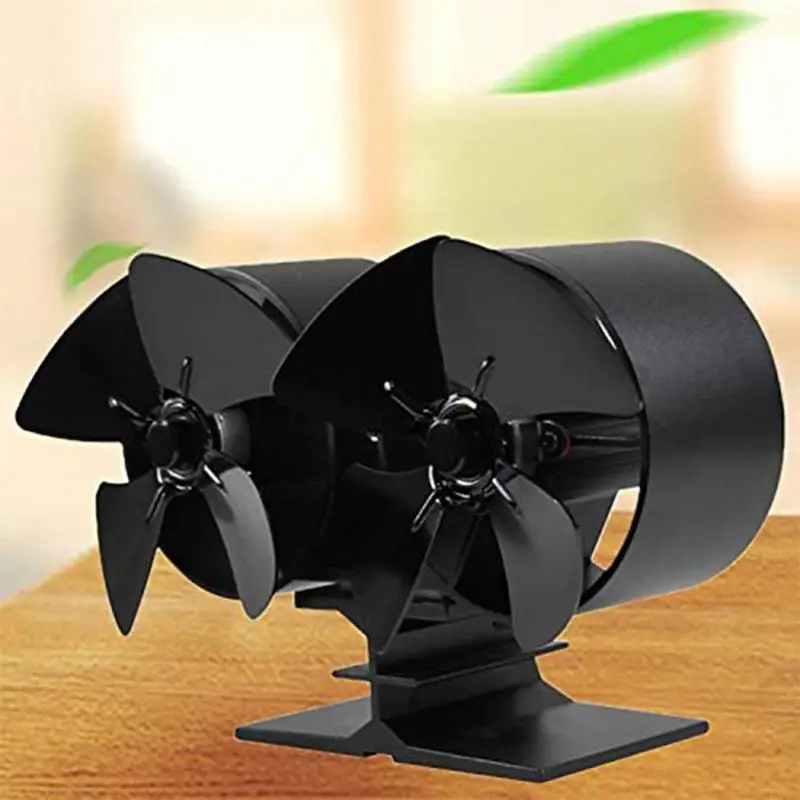 

Low Noise Fireplace Fan Home Efficient Heat Distribution Aluminum Burner Heat Powered Stove Fan 8 Blades Ventilation Device