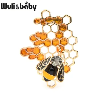 Wuli & baby 남녀공용 벌집 브로치, 에나멜 벌, 합금 곤충, 결혼식 브로치 핀, 선물