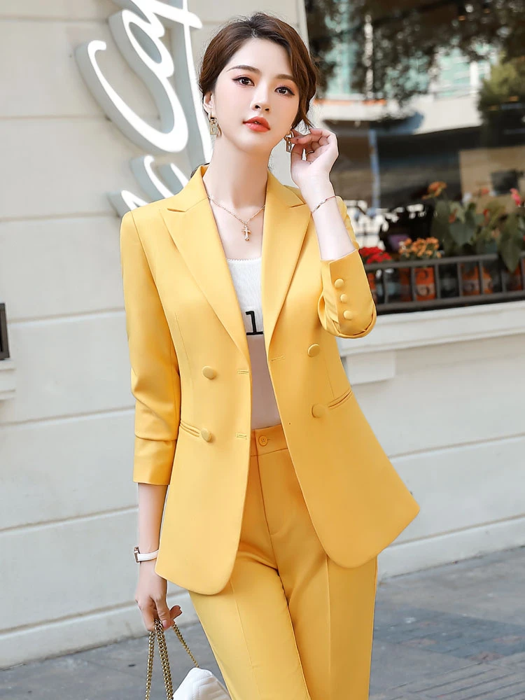 Formal Women Business Suits Pants and Jackets Coat OL Styles Office Ladies Professional Career Interview Job Clothes Blazers Set