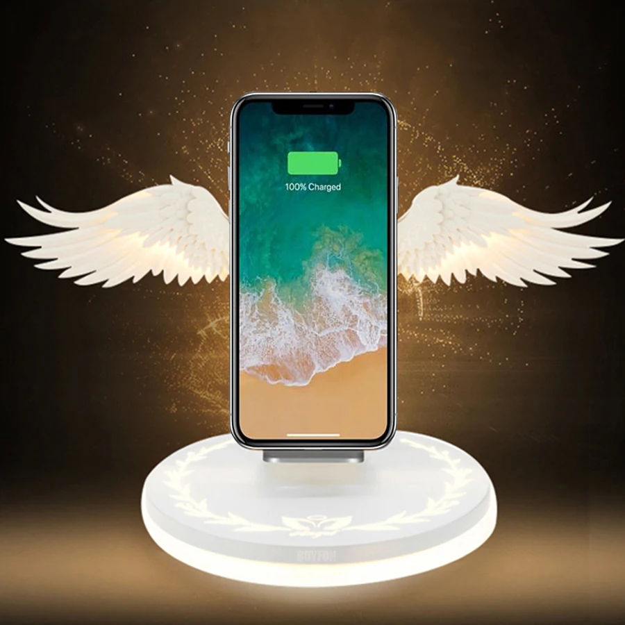 

10W Angel Wireless Charger Magic Quick Charging Pad for iPhone x xs max 8 Samsung s10 s9 Huawei p30 pro Xiaomi 9 Qi Fast Charger
