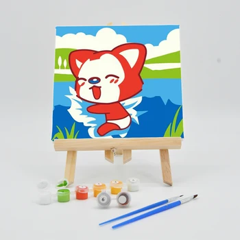 

Digital Oil Painting By Numbers 20×20cm With Frame For Kids On Canvas DIY Cartoon Fox Picture Acrylic Paint Arts Children Color