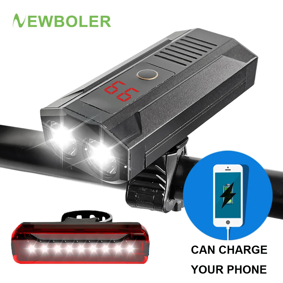 NEWBOLER цифровой Дисплей USB перезаряжаемые светодиодный велосипедный светильник
