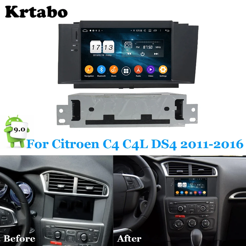 

Car radio Android multimedia player 4G RAM For Citroen C4 C4L DS4 2011-2018 GPS Car touch screen Support carplay Bluetooth