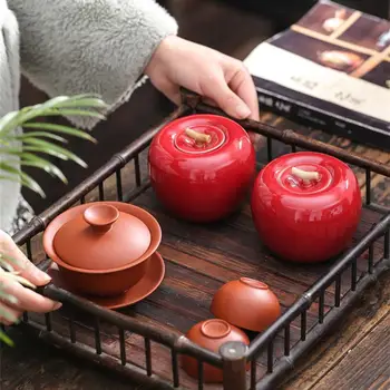 

1PC Ceramics Portable Tea Box Holder Sweetmeats Candies Cans Teaware Jar Storage Tin Containers Storage Box Kitchen Accessory