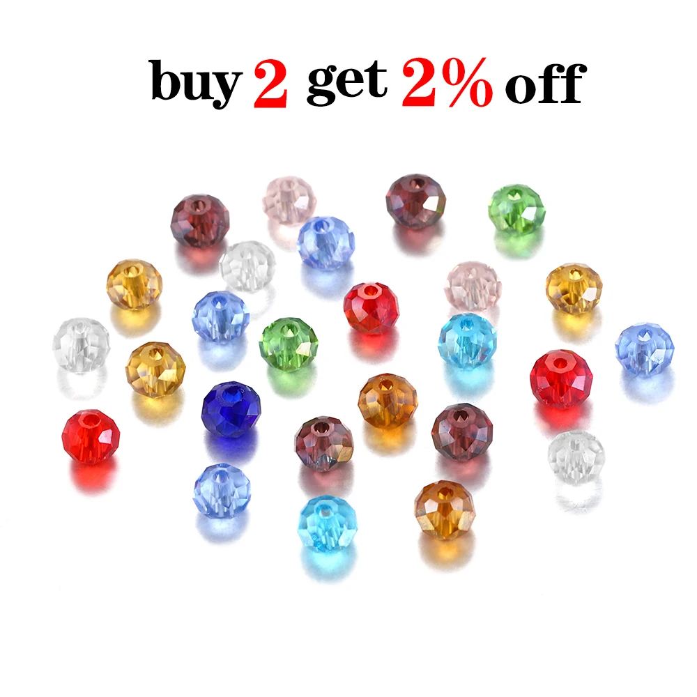 Crystal Glass Beads 70-300pcs 3/4/6/8mm Translucent Czech Faceted Colorful Spacer For DIY Bracelet Jewelry Making Supplies