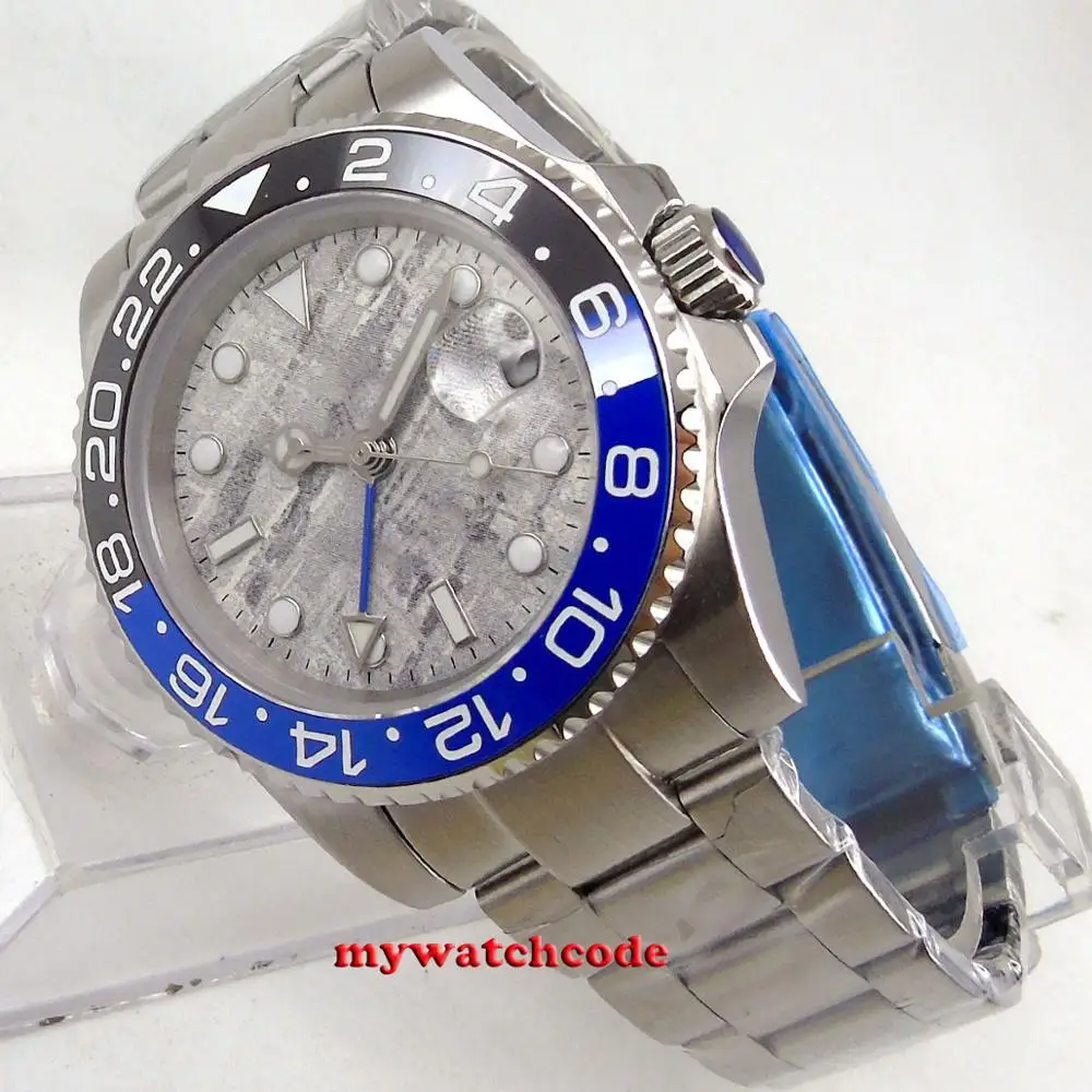 Роскошные мужские часы bliger 40 мм pepsi bezel GMT автоматические черные деловые
