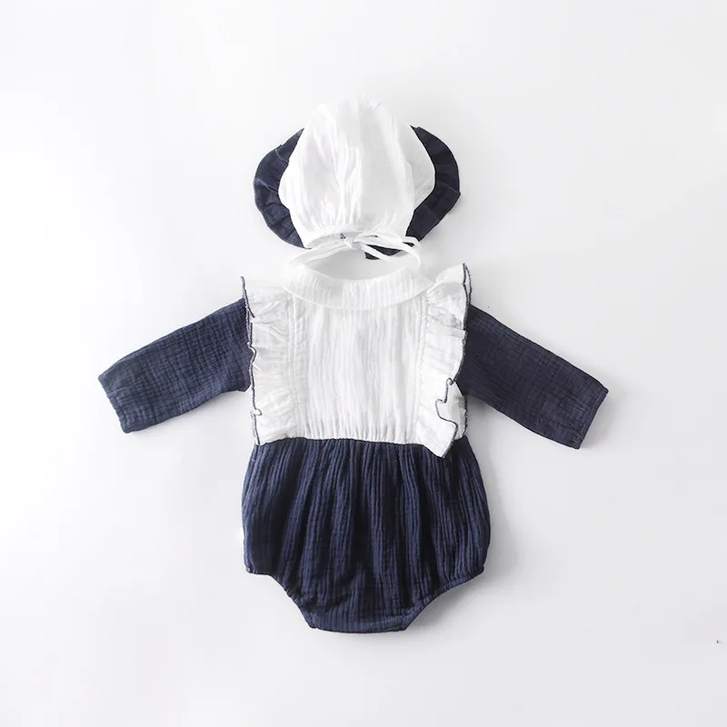 Koodykids/ г. Весенние боди для маленьких девочек, Осенние хлопковые розовые комбинезоны с шляпа для маленьких девочек, комплект одежды, модные милые комбинезоны