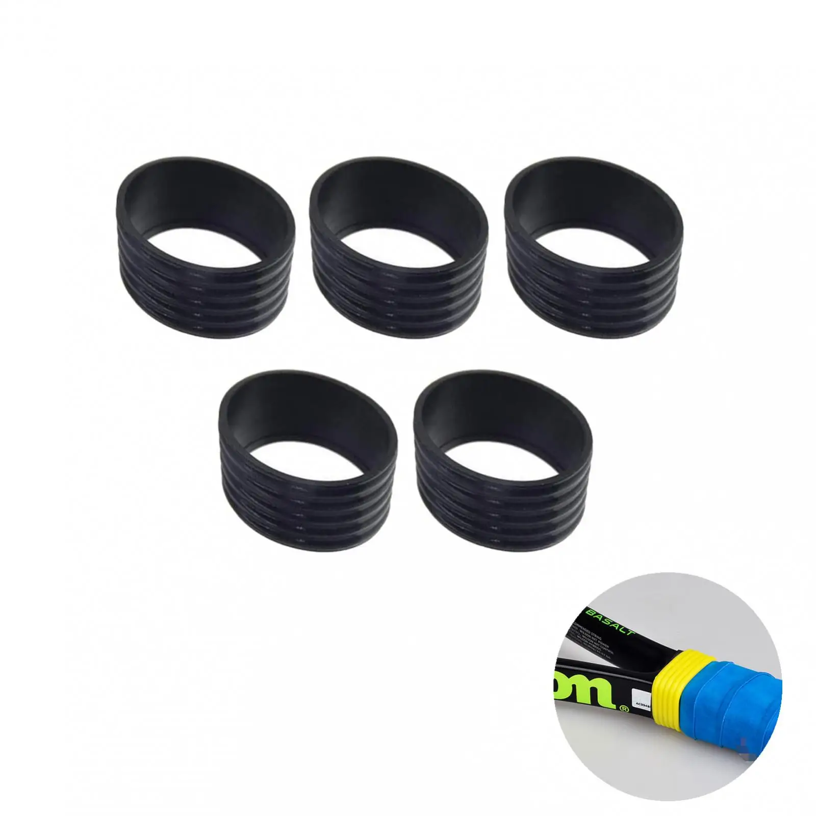 Tennis Overgrip Racket Grip Sticky Overgrip Racket Grip Tape Racket Overgrip Tennis Racket Tape Anti Slip Grip Strap 5 Packs Tennis Racquet Grip Ring Sweat Absorbing Badminton Grip Band