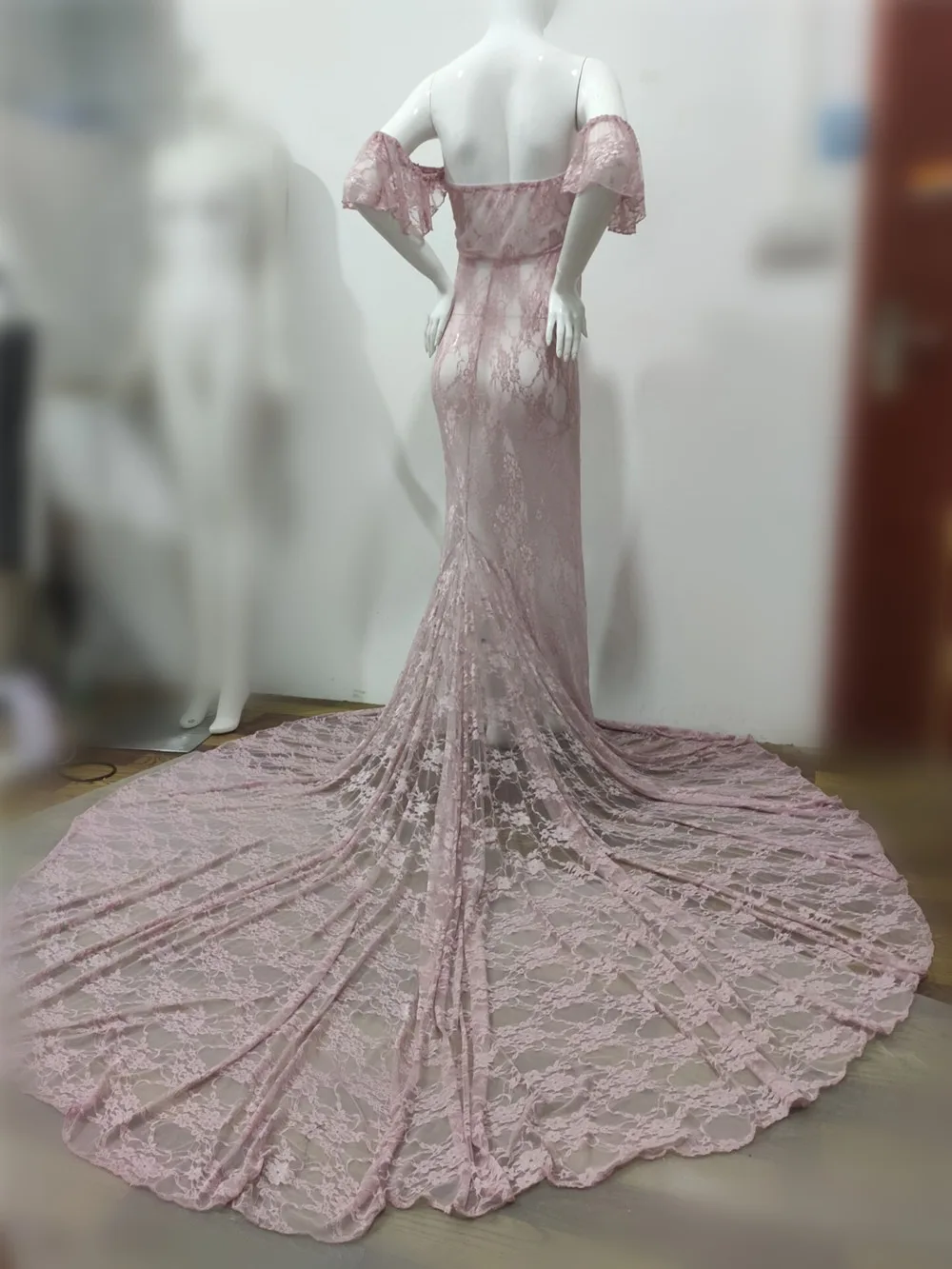 Sexy Lace Maternity Dresses Photography Props Chiffon Shawl Fancy Pregnancy Dress For Photo Shoot Long Pregnant Women Maxi Gown (18)