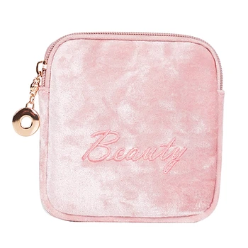 

Diaper Sanitary Napkin Storage Bag flannel Pad Package Bag Coin Purse Jewelry Organizer Credit Card Pouch Pink