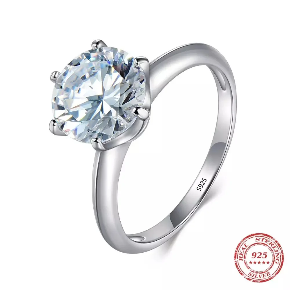 

Luxury Classic 925 sterling silver 1 / 1.5 Carat Lab Diamond Ring White Gold Pt Wedding Rings For Women Gift