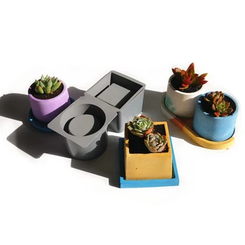 

Cement flowerpot mold DIY pot and tray silcone mold silicone plastic handmade gypsum concrete meaty pot material silicone mold