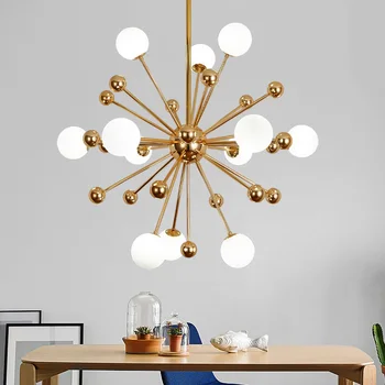 

1 Contemporary Dandelion Design Gold LED Glass Ball Chandelier for Bedroom Dining Living Room Restaurant el Indoor Nordic Decor