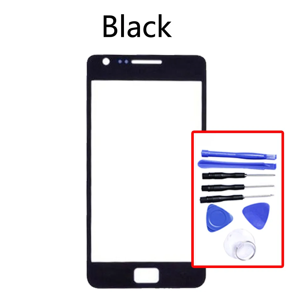 I9100 сенсорный экран для Samsung Galaxy S II S2 i9100 i9100p GT-i9100 GT-i9100p lcd переднее внешнее стекло замена сенсорного экрана объектива - Цвет: Black-With tool