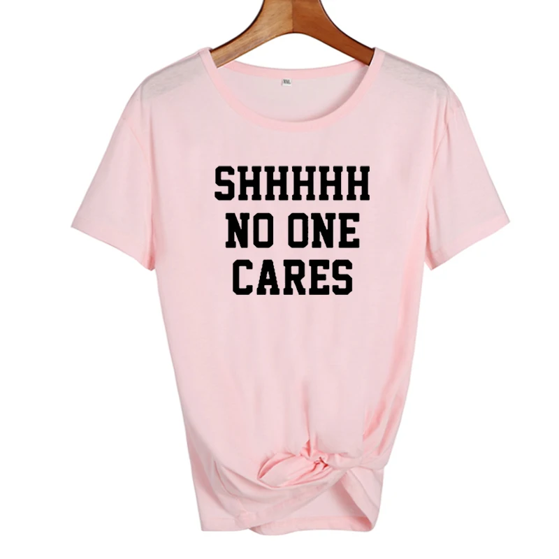 ONSEME SHHHHH NO ONE CARES футболка с буквенным принтом женская одежда больших размеров Kawaii женская футболка с короткими рукавами Топы в Корейском стиле