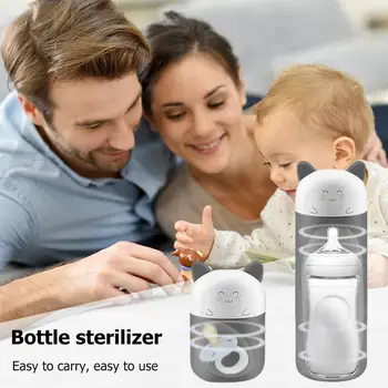 

UV Baby Feeding Bottle Sterilizer One-button Portable Cartoon 6 minutes Pacifier Disinfector with Safe Child Lock