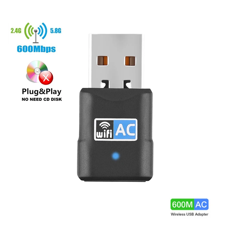 Adattatore Wifi Usb Driver Gratuito Adattatore Wi-Fi 600Mbps Antenna 5 Ghz Usb2 Adattatore Wi-Fi Per Pc Ethernet Dongle Di Rete Lan Ricevitore Ca