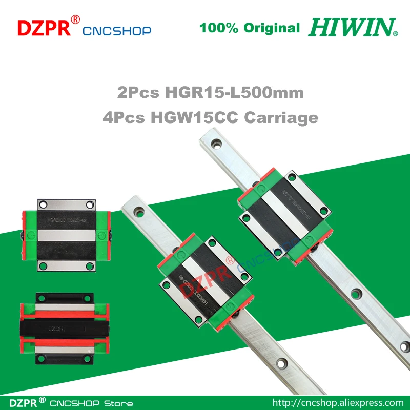 

Original HIWIN HGR15 Linear Guide 500mm 19.69in Rail HGW15CC Carriage Slide for CNC Router Engraving Woodwork Laser Machine