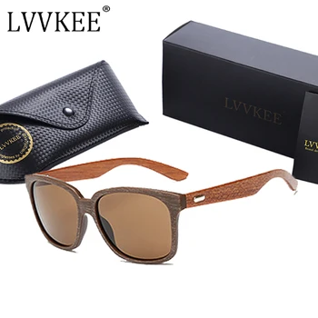 

LVVKEE high-quality Handmade lady Walnut Wood sunglasses Male bamboo sun glasses 2140 54 mm brown lens Women Men wooden sunglass