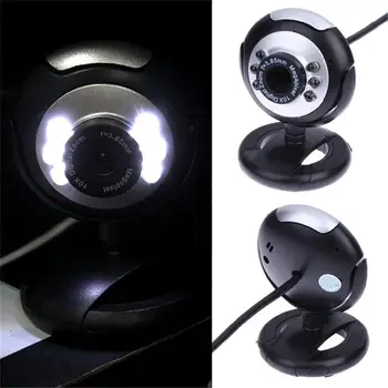 

HobbyLane USB Video Webcam Computer Camera Six Lights Night Vision Camera Computer Webcam With Mic For PC Laptop Camera